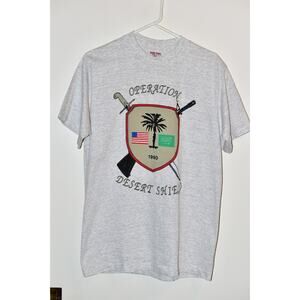Vintage Single Stitch Shirt 1990 Operation Desert Shield Print Large Runs Small